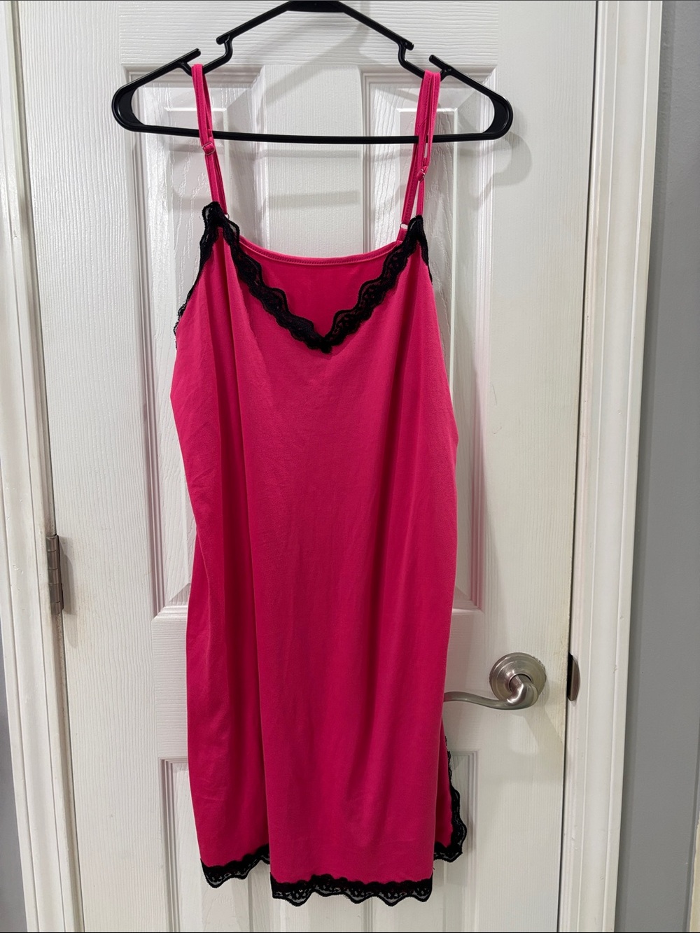 Hot Pink Lace-Trim Chemise Nightgown